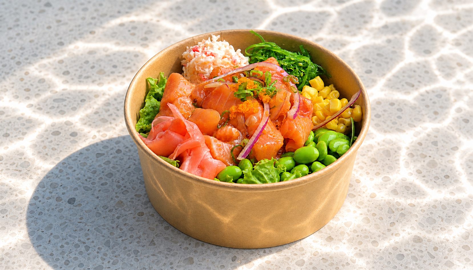 Yo Salmon — salmon, spicy salmon, crab, packed fresh.