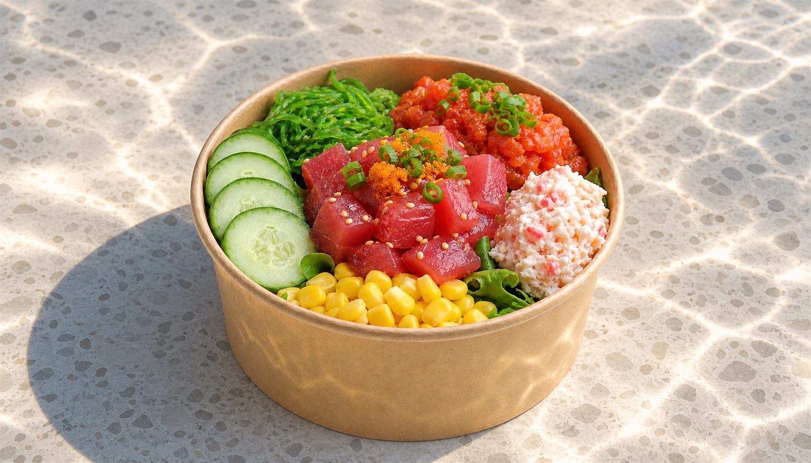 Yo Ahi Tuna — tuna, spicy tuna, crab, packed fresh.