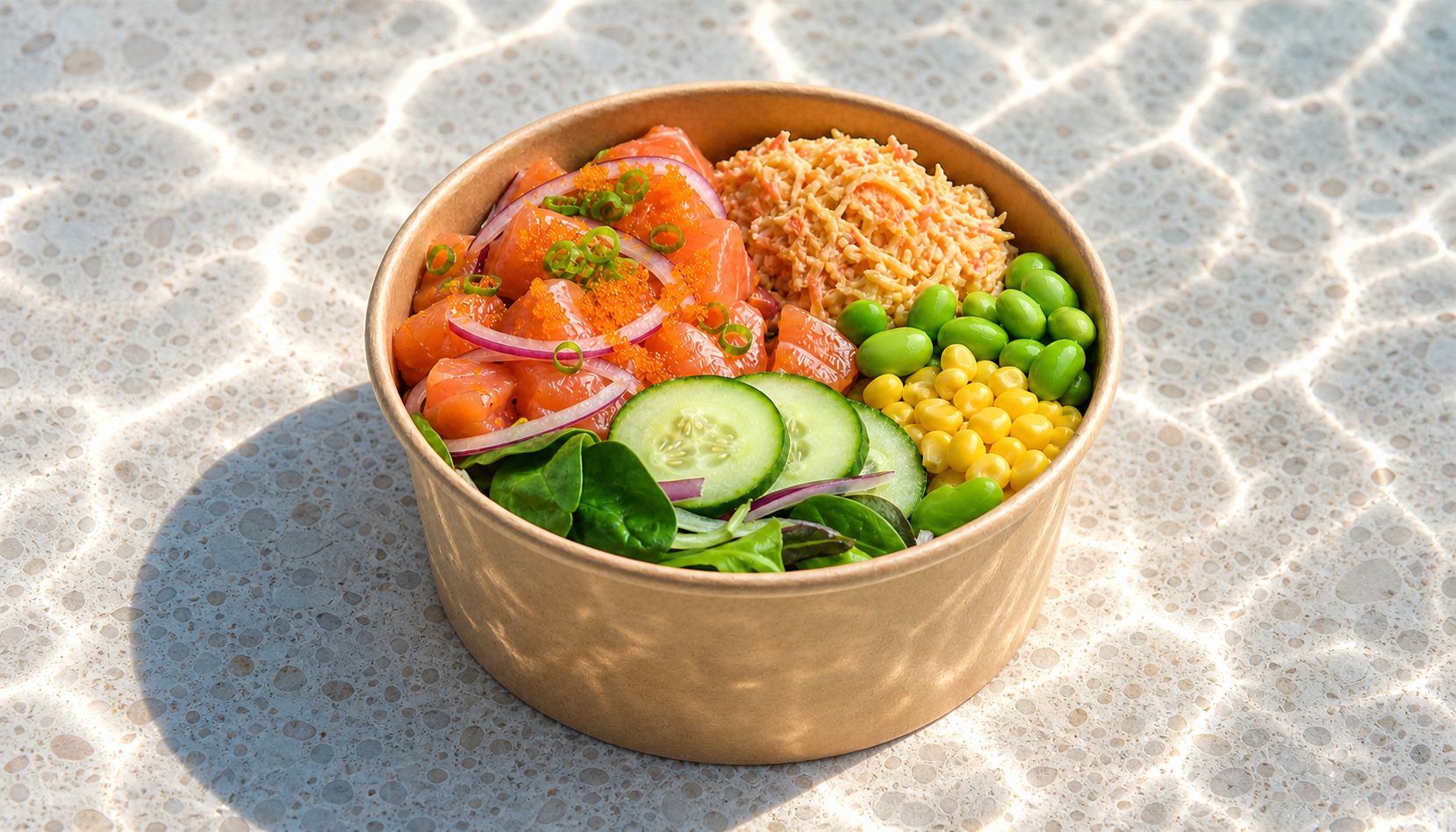 Yo Volcano — salmon, spicy tuna, spicy crab, packed fresh.